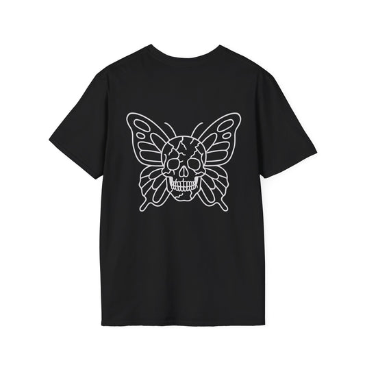 It's Giving Menty B - Unisex Softstyle T-Shirt with Butterfly Skull Design
