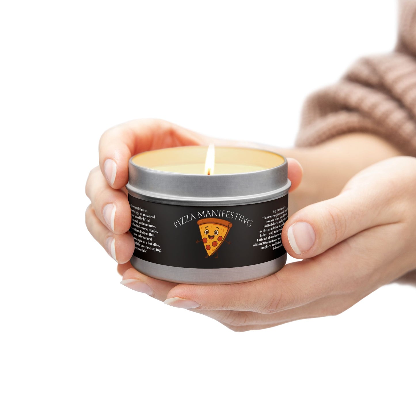 Pizza Manifesting Tin Candle - Fun & Quirky Candle for Pizza Lovers