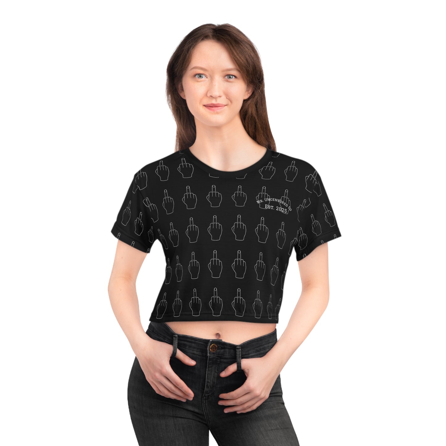 Bold Statement Crop Tee – Edgy Graphic Tee with Middle Finger Design for Trendsetters