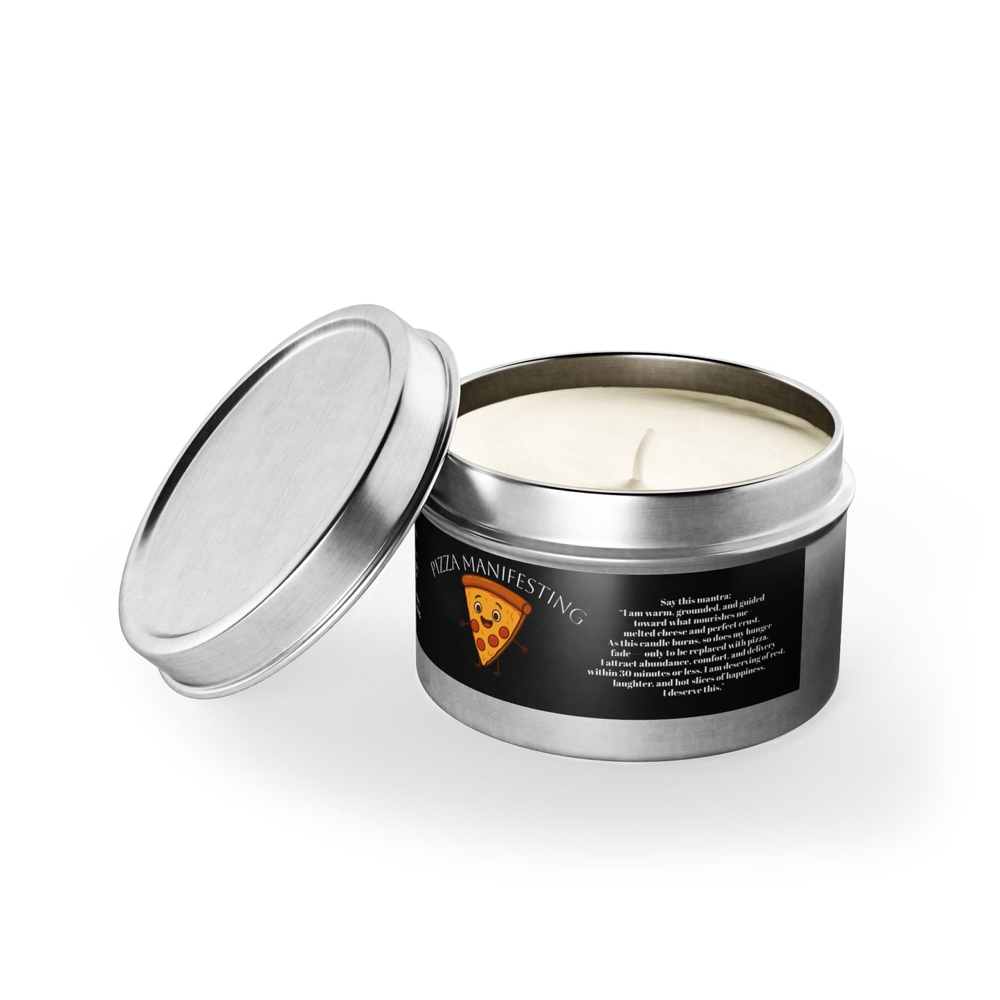 Pizza Manifesting Tin Candle - Fun & Quirky Candle for Pizza Lovers