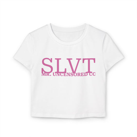 SLVT Graphic Women's Baby Tee, Casual Crop Top, Trendy T-Shirt, Gift for Her, Summer Fashion, Funny Apparel