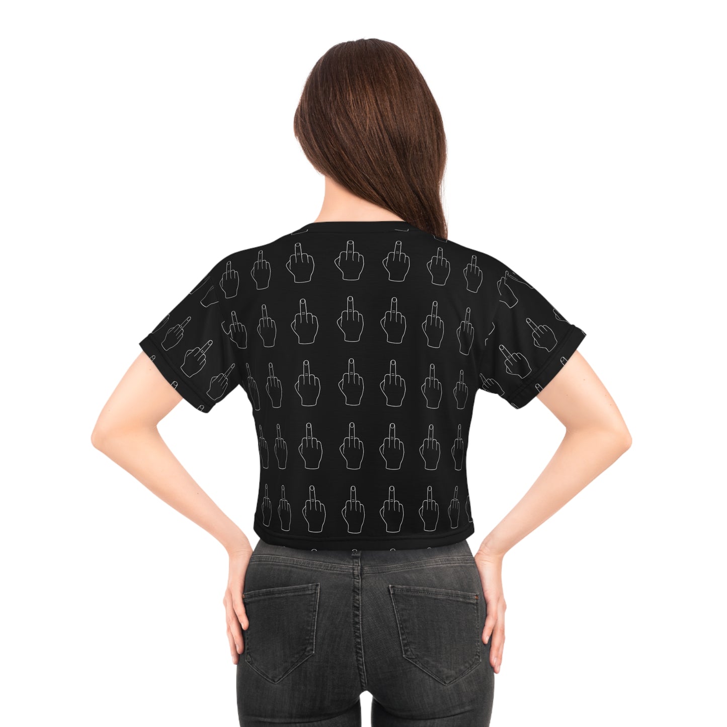 Bold Statement Crop Tee – Edgy Graphic Tee with Middle Finger Design for Trendsetters